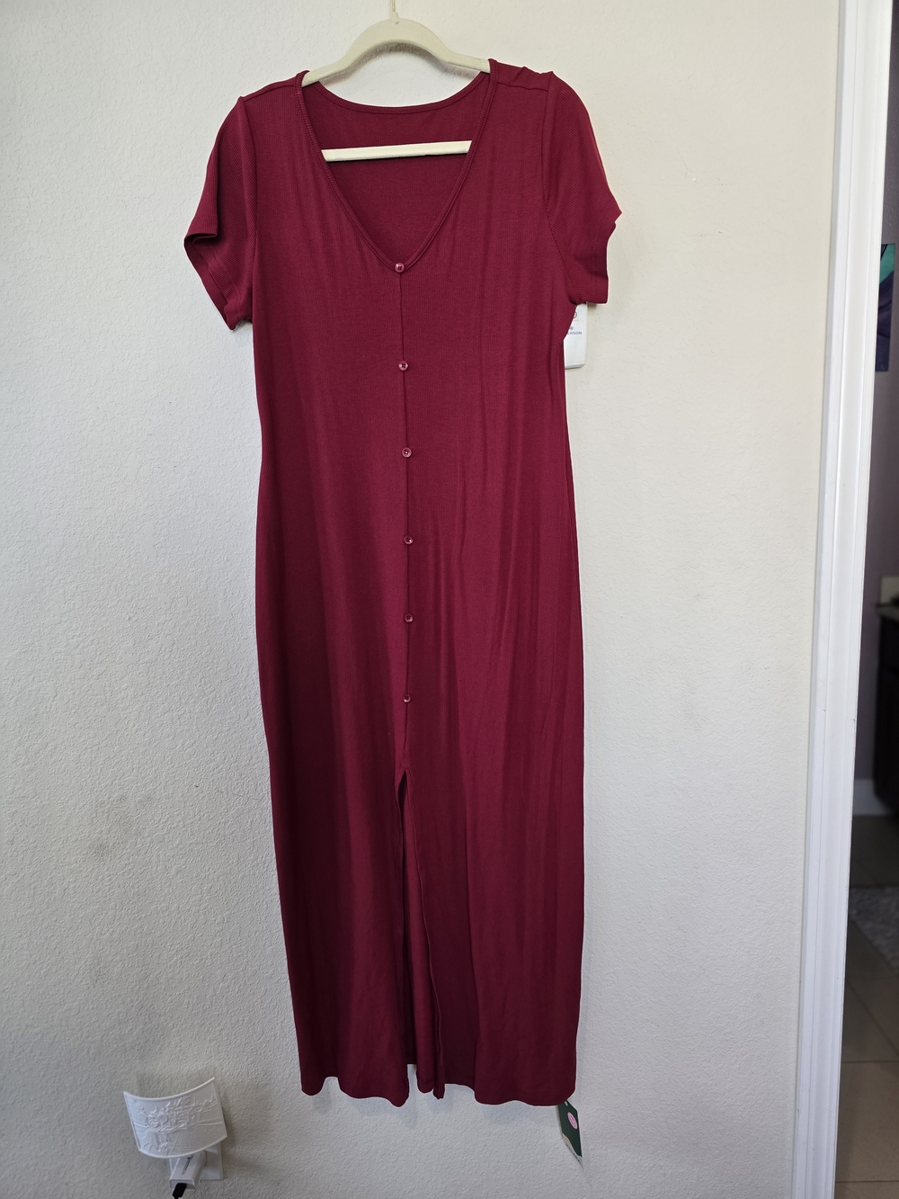 NWT HALARA Burgundy V-Neck  Maxi Dress Sz XL